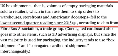 US Economy Signals Weakness as Cardboard and Trucking Volumes Plummet