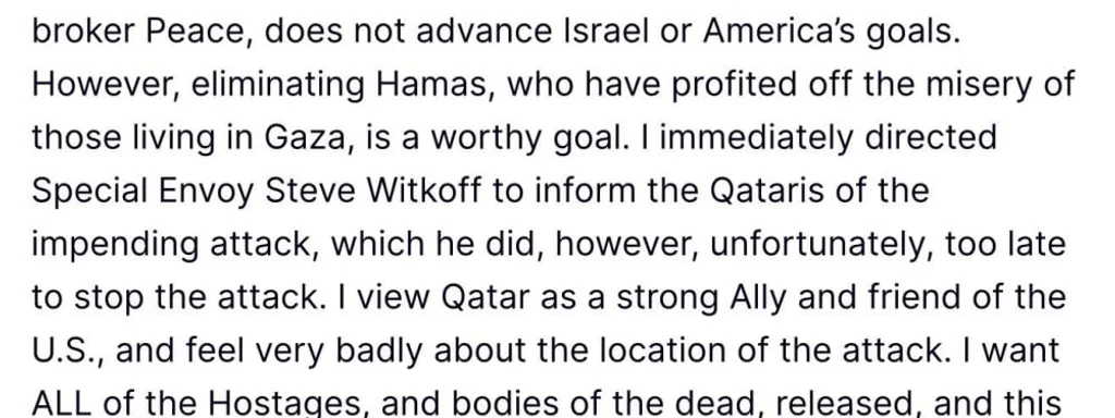 Featured image for: Trump Expresses Regret Over Israeli Bombing of Doha, Backs Action Trump Expresses Regret Over Israeli Bombing of Doha, Backs Action
