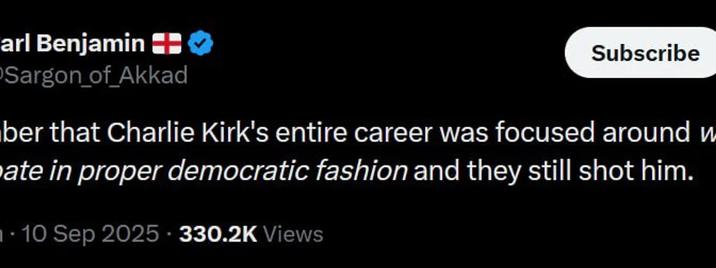 Featured image for: Carl Benjamin Condemns Attack on Charlie Kirk, Calls for Unity Carl Benjamin Condemns Attack on Charlie Kirk, Calls for Unity