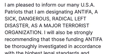 President Trump designates ANTIFA as a terrorist group