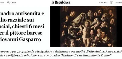 Italian prosecutors seek 6 months prison for painter Giovanni Gasparro for antisemitism