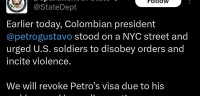 US revokes Colombian president Gustavo Petro's visa after protest