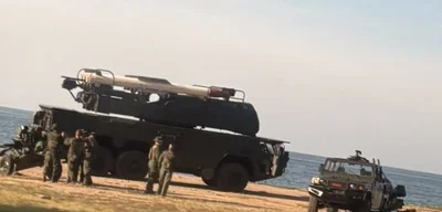 Mobile air-defense missile launcher deployed in La Guaira, Venezuela