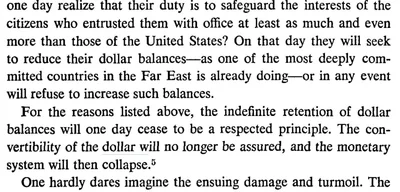 Jacques Rueff warns of countries dumping Dollar reserves for Gold