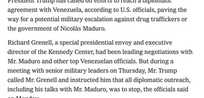Trump orders Grenell to cease all diplomatic efforts with Maduro