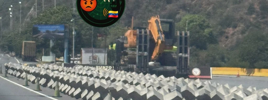 Anti vehicle ‘hedgehogs’ positioned along Caracas-La Guaira highway