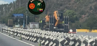 Anti vehicle ‘hedgehogs’ positioned along Caracas-La Guaira highway