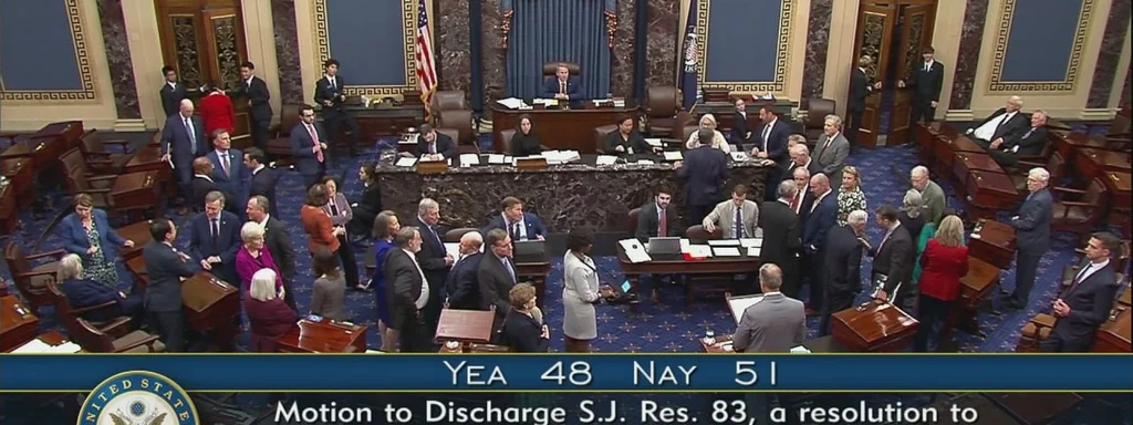 U.S. Senate votes against debate on War Powers Act resolution