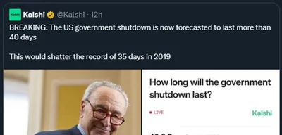 US Government shutdown expected to last over 40 days, longest in history
