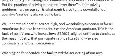 Meriwether Farms urges Trump to support American cattle ranchers