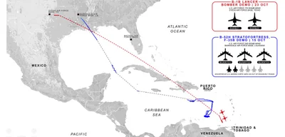 USAF B-1B Lancer bombers fly 50 miles off Venezuela coast