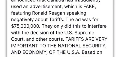 Trump cancels trade negotiations with Canada over Reagan video dispute