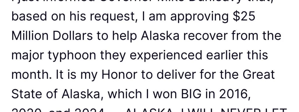 Featured image for: Donald Trump allocates $25 million to Alaska for Halong Typhoon repairs Donald Trump allocates $25 million to Alaska for Halong Typhoon repairs