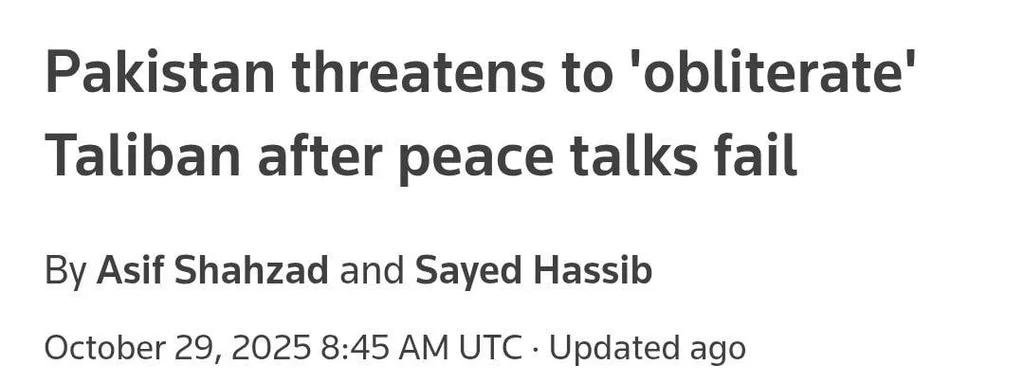 Featured image for: Pakistan threatens to destroy Taliban regime after failed peace talks Pakistan threatens to destroy Taliban regime after failed peace talks