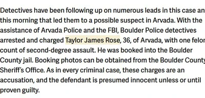 Boulder Police identify Taylor James Rose as suspect in assault case