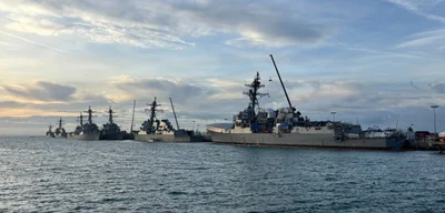 USS Gerald R. Ford's escorts arrive at Naval Station Rota, Spain