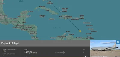 USAF KC-135T Stratotanker spotted near Venezuela's La Orchila Island