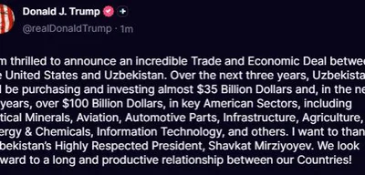 President Trump announces $35 billion trade deal with Uzbekistan