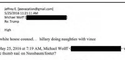 Jeffrey Epstein claims Hillary Clinton had relationship with Vince Foster