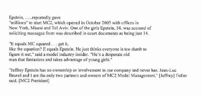 Jeffrey Epstein funded Jean-Luc Brunel's MC2 Model Management agency