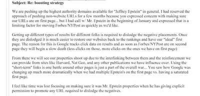 Epstein's consultants brainstormed in 2014 to alter Google search results