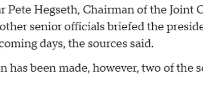 Senior U.S. military officials brief Trump on land strike options in Venezuela