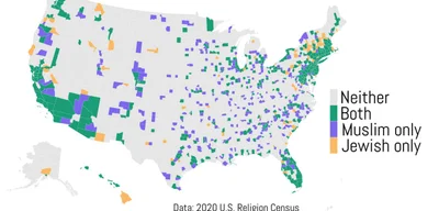 51% of U.S. counties with synagogues also have mosques