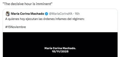 Maria Corina calls for supporters of Maduro to lay down weapons