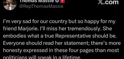 Thomas Massie expresses sadness over Marjorie Taylor Greene's resignation