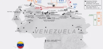 Modified map shows U.S. military targets and flight operations in Venezuela