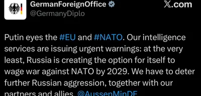 German foreign ministry warns Russia may prepare for NATO conflict by 2029