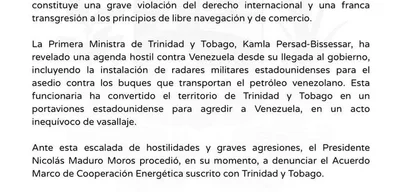 Venezuela terminates gas supply contracts with Trinidad and Tobago