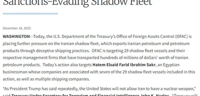 U.S. imposes sanctions on 29 Iranian vessels and associated companies