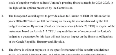 European Council grants 90 billion Euro loan to Ukraine at 0% interest