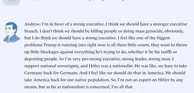 Gen Z conservative supports strong executive leadership, cites nationalism