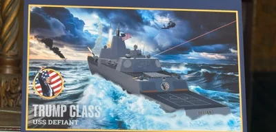 President announces new 'Trump Class' battleship USS Defiant at Mar-a-Lago