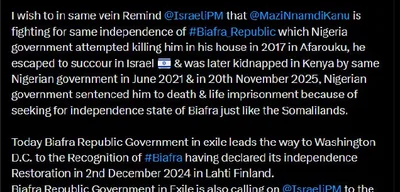 Biafran Separatists Seek Israeli Support After Somaliland Recognition