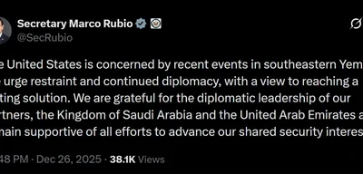 U.S. urges restraint and diplomacy in southeastern Yemen