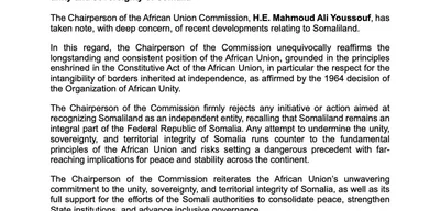 African Union rejects any recognition of Somaliland after Israel's move