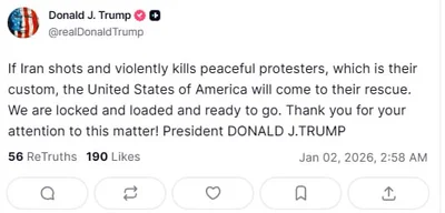 Trump warns of US intervention if Iran continues to kill protesters