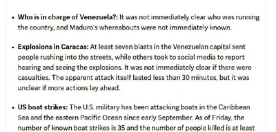 At least seven explosions reported in Venezuela's capital