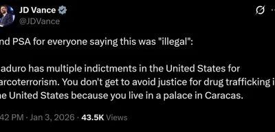 Vice President JD Vance: Maduro faces U.S. indictments for narcoterrorism