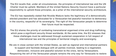 EU High Representative Kaja Kallas issues statement on U.S. intervention in Venezuela