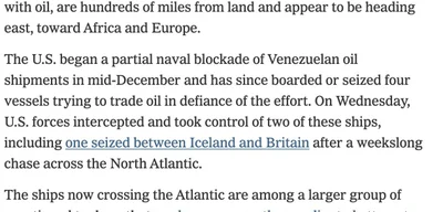 U.S. Navy vessel pursues sanctioned oil tankers leaving Venezuela