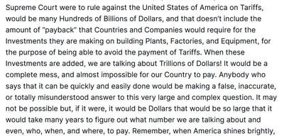 Trump warns 'WE'RE SCREWED' if Supreme Court rules against his tariffs