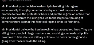 Lindsey Graham calls for decisive military action against Iran