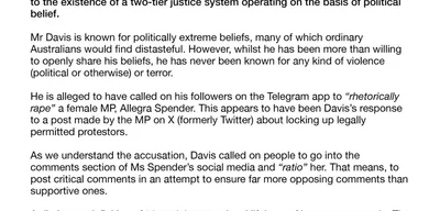 British Australian Community raises concerns over Joel Davis' treatment