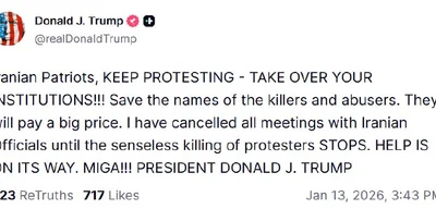 Trump cancels meetings with Iranian officials over protester killings