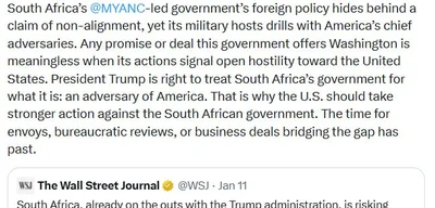 Senate Foreign Relations Chairman Risch calls South Africa an adversary