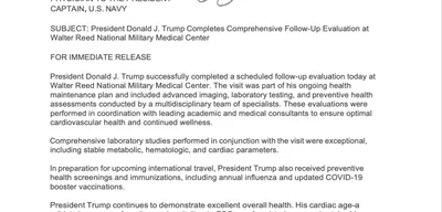 President Donald Trump receives COVID-19 mRNA booster and flu shot